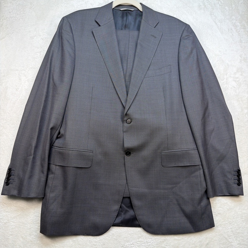 Canali Charcoal Pinstripe Suit 42R Classic Fit Wool Silk Italy Mens - Picture 2 of 16